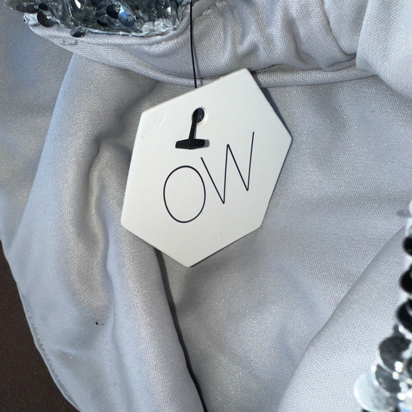 Sequin Micro Mini Skirt Silver Size 12 Ruched Metallic OW Collection $128 NEW - Picture 8 of 11